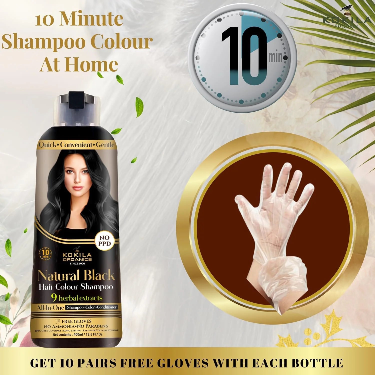 Instant Herbal Hair Dye Shampoo for Grey Hair