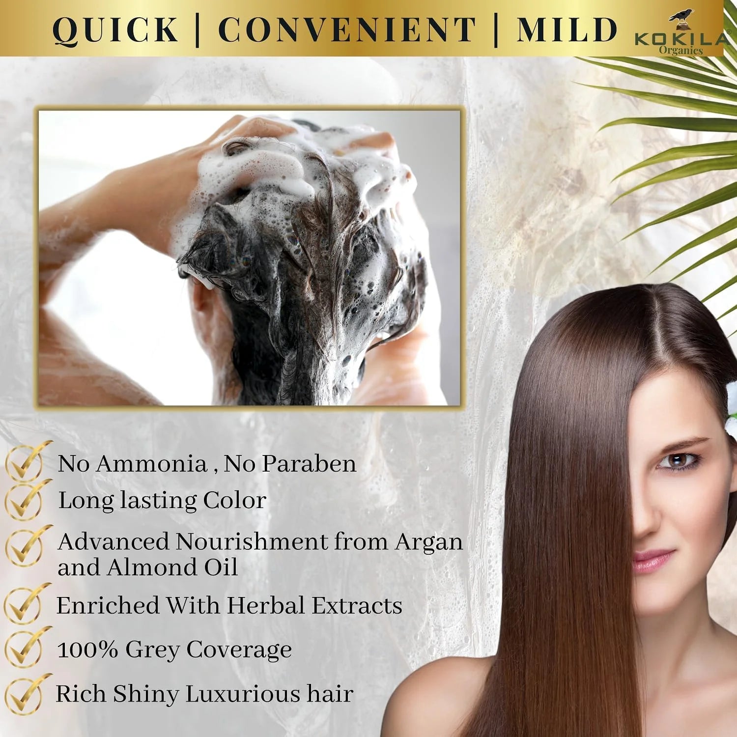 Instant Herbal Hair Dye Shampoo for Grey Hair
